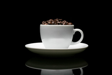 Cup of coffee on black