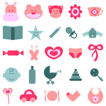 Set of cute baby icons