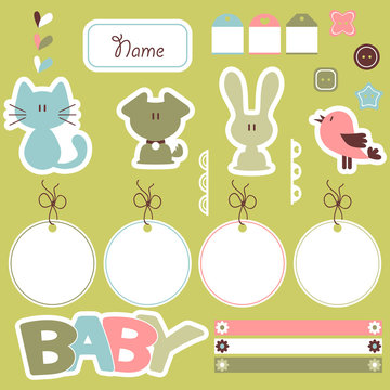 Cute scrapbook elements for baby
