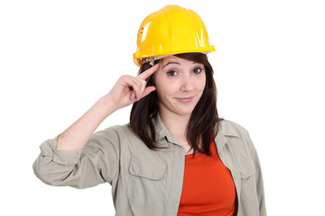 Tradeswoman giving a salute