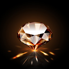 Amber colored sparkling diamond
