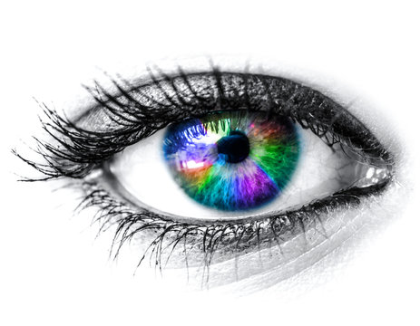 Colorful woman eye macro shot