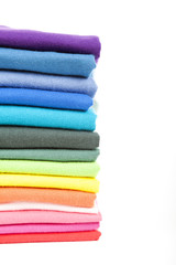 Pile of colorful t-shirts