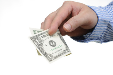 Giving one dollar bill
