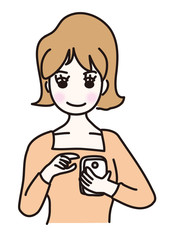 スマートフォンを操作する女性のイラスト