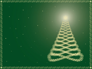 green holiday background with Christmas tree vector illustration