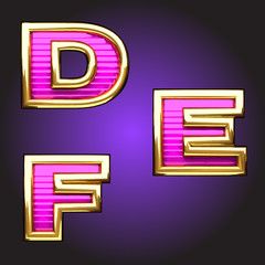 Vector pink letters with gold