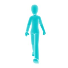 blue person walking front