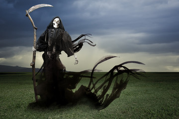 Grim reaper/ angel of death on a meadow