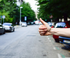 Htchhiking the road concept