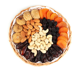 different dried fruits isolated on white
