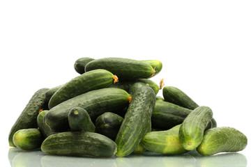 Fresh cucumbers isolated on white