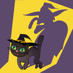 Vector Illustration With Cat And Shadow.
