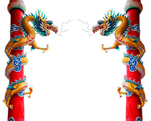 Obraz na płótnie Canvas Chiński posąg smoka stylu
