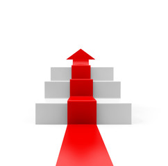 Frontaler Pfeil auf Stufen > es geht aufw&auml;rts!