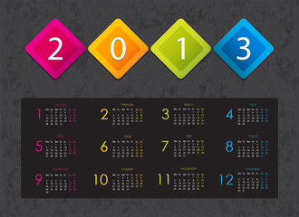 colorful 2013 calendar with special design