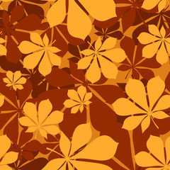 Autumn chestnut leaves. Vector seamless pattern.