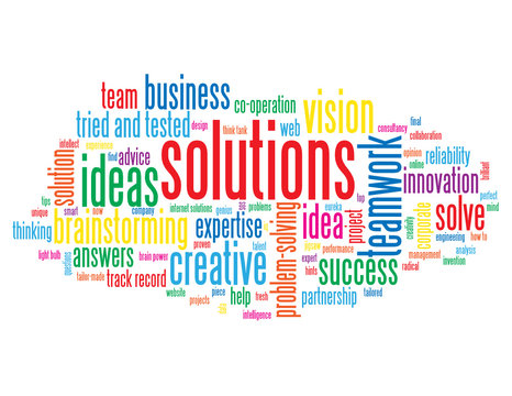 "SOLUTIONS" Tag Cloud (business ideas projects innovation smart)