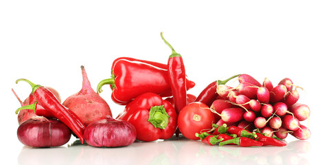 fresh red vegetables isolated on white