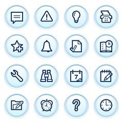 Organizer web icons on blue buttons.