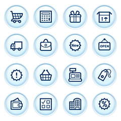 Audio video icons on blue buttons.