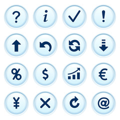 Symbols for web on blue buttons.