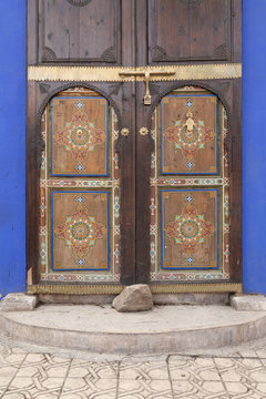 Traditional decorated doors in Marrakesh Morocco