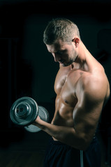 Fototapeta na wymiar Gym training workout - biceps curls