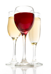 red and white wine