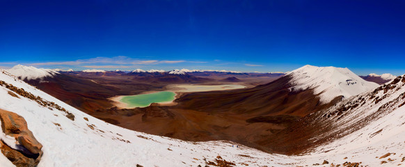 Panorama at an altitude of 5500 meters in the Andes mountains