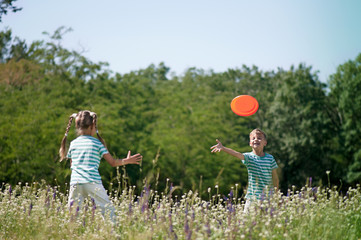 Children playing frisbee
