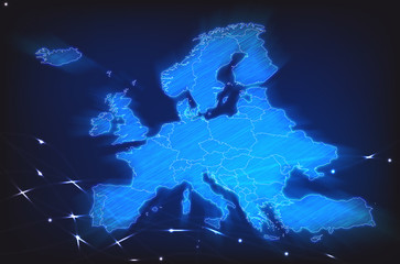 Fototapeta na wymiar Leuchtende Europakarte