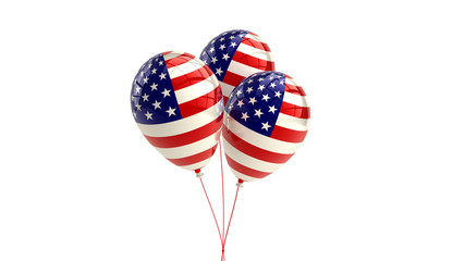 Shiny Patriotic US balloons with American flag design - obrazy, fototapety, plakaty