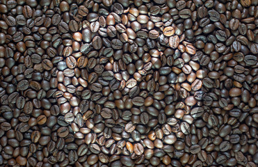 Clock icon on coffee background and textured