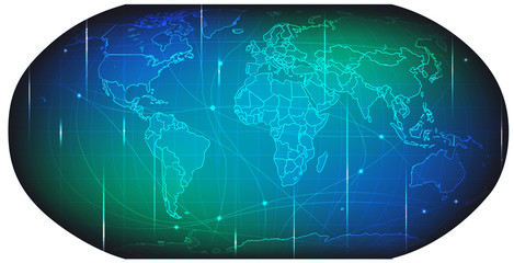 Leuchtende Weltkarte mit Netzlinien