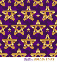 Seamless pattern with golden stars - vector illustration