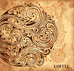 Vintage vector coffee background with texture