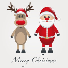 reindeer red nose and santa claus
