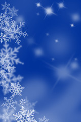 Fototapeta na wymiar Blue background with snow flakes.