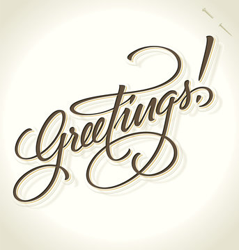 'Greetings' hand lettering (vector)