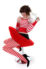 Kooky woman eating sweets from a jar