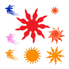 set abstract spherical luminous gold stars