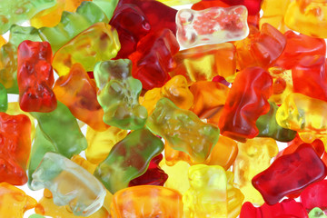 Assortment of colorful fruity Gummy Bears