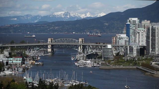 Vancouver Skyline with boats on the river