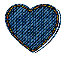 Heart from a blue jeans fabric