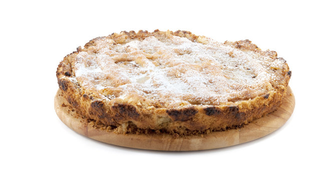 apple-pie on a wooden plate