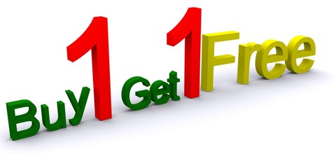 3D illustration of buy 1 get 1