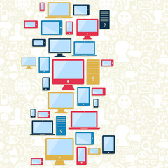 Computer, mobile and tablet icons pattern