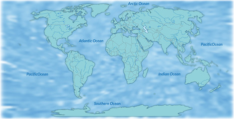 Weltkarte mit Ozeanen