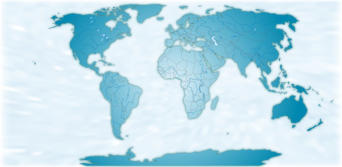 Weltkarte mit Wasserdarstellung